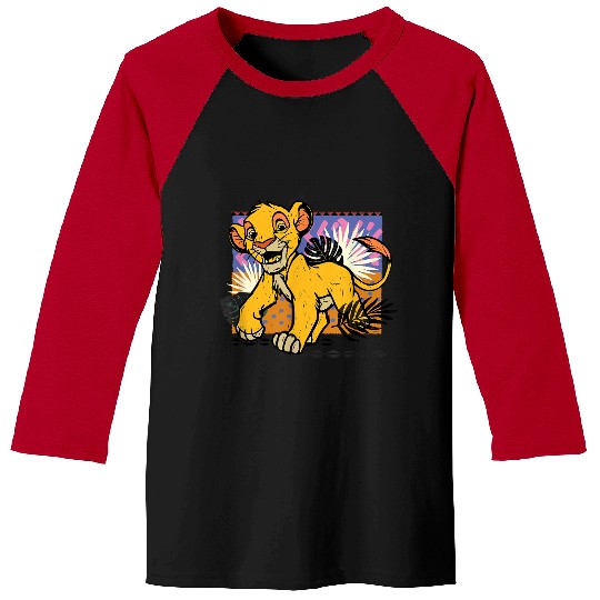 Disneyss The Lion King 30th Anniversary Wood Block Style Simba Baseball Tees