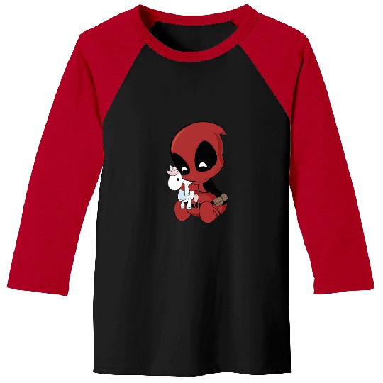 Deadpool With Unicorn Baseball Tees, Marvel Family Party Gift, Disneyland Family Unisex Adult Baseball Tees