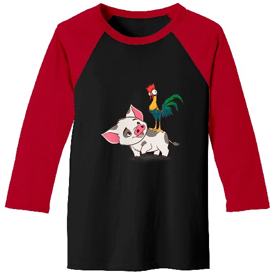 Disneyss Moana Pua And Hei Hei Having Fun Big Chest Portrait Baseball Tees