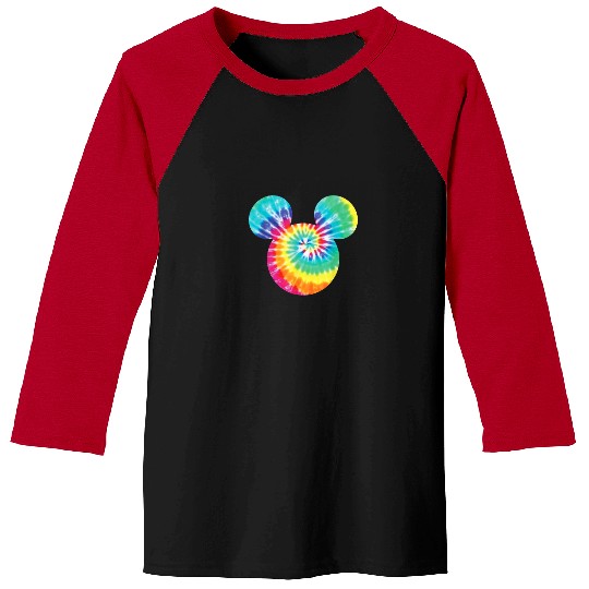 Disney Mickey Mouse Icon Rainbow Tie-Dye Short Sleeve T-Shirt Baseball Tees