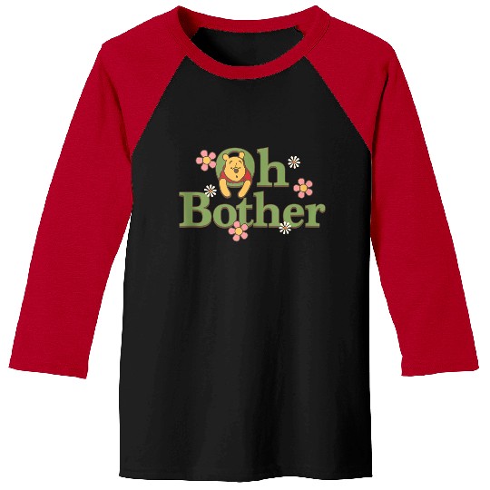 Disneyss Winnie The Pooh Oh Bother Cute Floral Chest Text Logo Baseball Tees