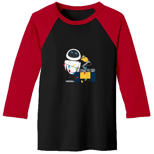 Disney Pixars Wall-E Eve Christmas Light Wrap Graphic Short Sleeve T-Shirt Baseball Tees