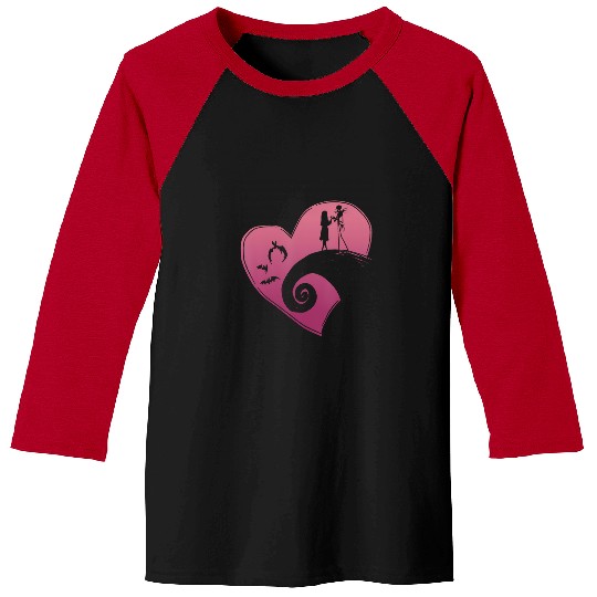 Disney The Nightmare Before Christmas Jack And Sally Heart T-Shirt Baseball Tees