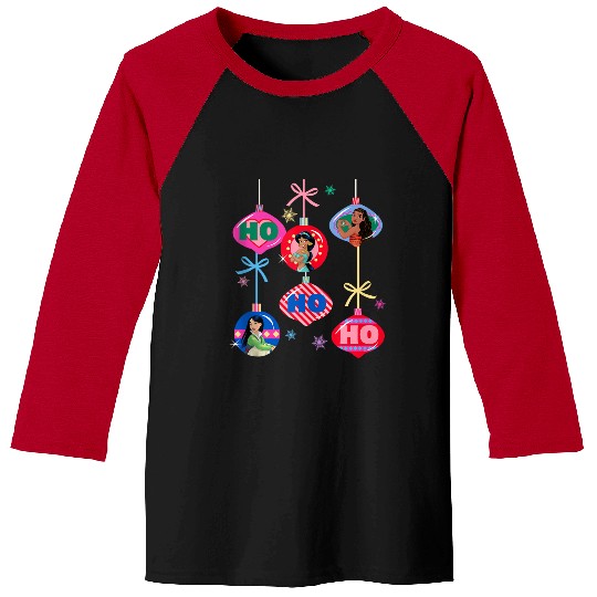 Disney Princess Christmas Ho Ho Ho Mulan Jasmine Moana Logo Baseball Tees