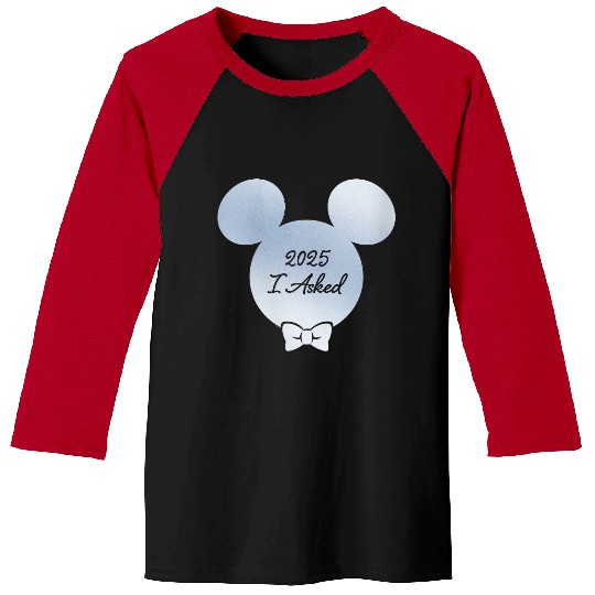 Womens Disney I Asked Proposal Engagement Bow Tie Groom Mickey 25 Baseball Tees
