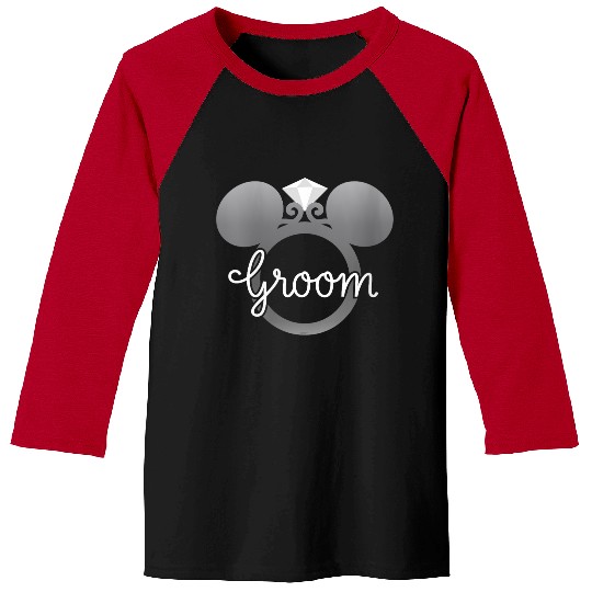 Womens Disney Mickey Mouse Diamond Wedding Engagement Ring Groom Baseball Tees