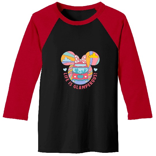 Disney Minnie Mouse Life Is Glamperous!  Camper Baseball Tees