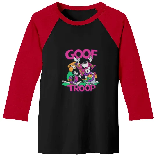 Disney A Goofy Movie Goof Troop Neon Group Shot Portrait Baseball Tees