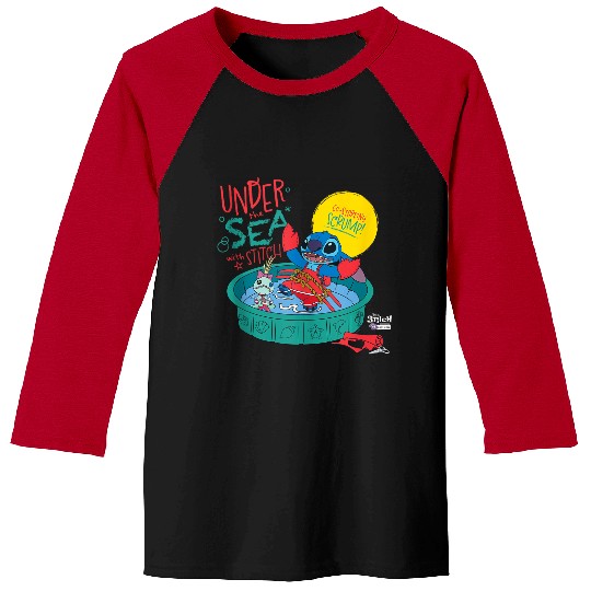 Disneyss 100 Stitch In Costume Little Mermaid Under The Sea Baseball Tees
