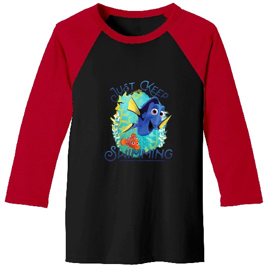 Disneyss Pixars Finding Dory Just Keep Swimming Ocean Logo Baseball Tees
