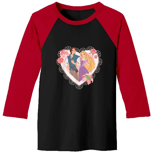 Disneyss Princess Rapunzel Flynn Rider Valentines Day Heart Baseball Tees