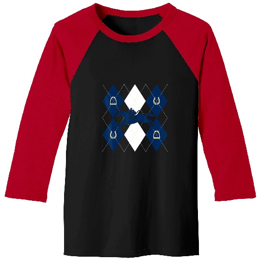 Disney Mickey Mouse Horse Racing Silhouette Argyle Pattern Baseball Tees