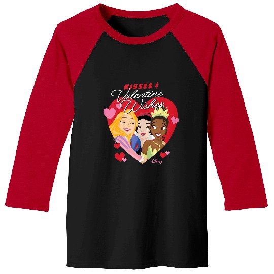 Disney Princess Tiana Rapunzel Snow White Valentine Wishes Baseball Tees