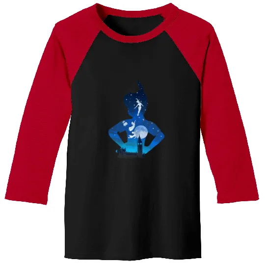 Disney Peter Pan Midnight London Flight Silhouette Fill Baseball Tees
