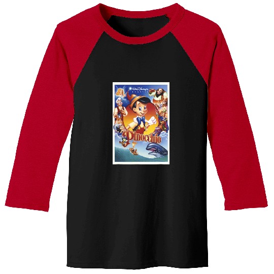 Disney Pinocchio Movie Poster Group Shot Baseball Tees