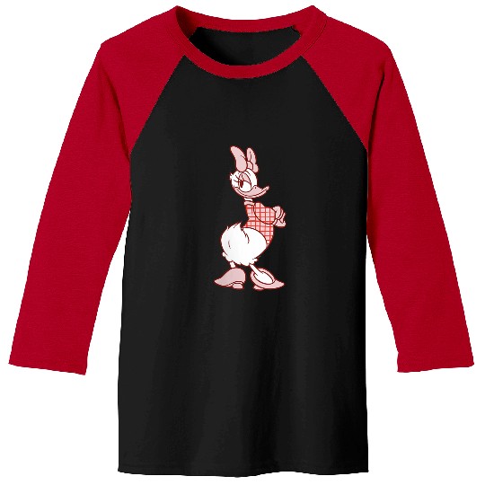 Disneyss Daisy Duck Sassy In White Pink Pose With Plaid Top Baseball Tees