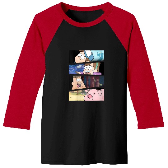 Disneyss Gravity Falls Group shots Split Panels Scene Logo Baseball Tees
