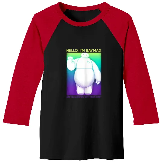 Disneyss Big Hero 6 Baymax Hello Wave Colorful Graphic Baseball Tees