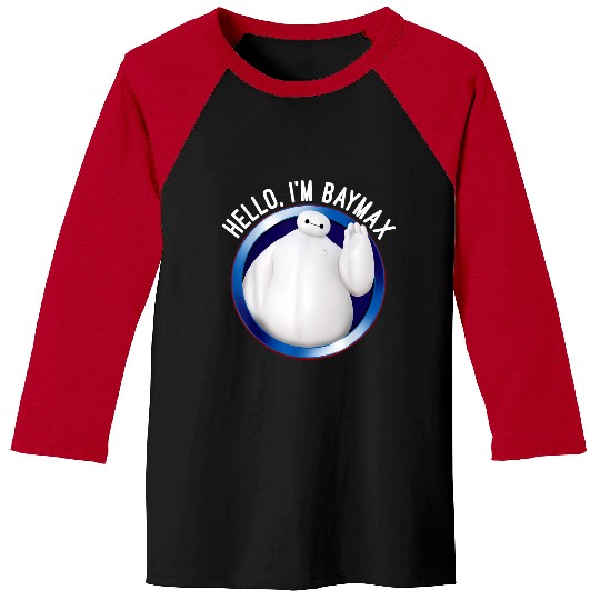 Disneyss Big Hero 6 Baymax Wave Hello Circle Graphic Baseball Tees