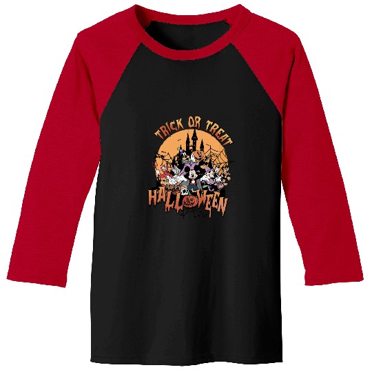 Retro Trick or Treat Disney Halloween Baseball Tees, Vintage Disney and Bella Baseball Tees