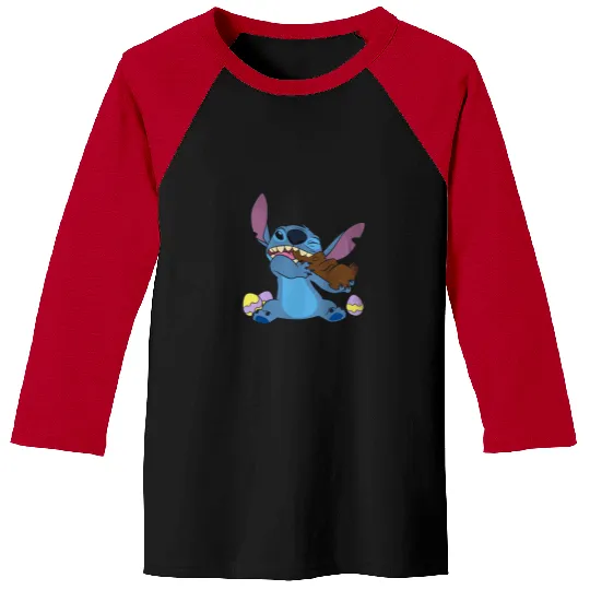 Disney Stitch Eats Chocolate Bunny Easter Baseball Tees