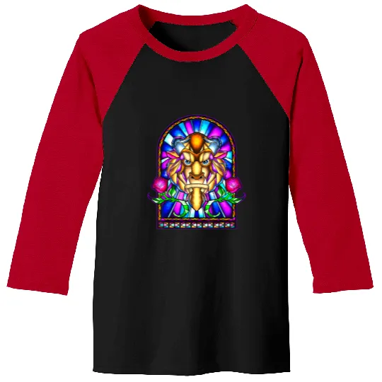 Disneyss Beauty And The Beast Stained Glass Window Baseball Tees