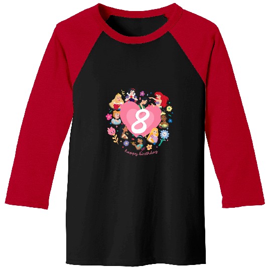 Discover Disney Princess Heart 8 Years Old Happy Eighth Birthday Baseball Tees