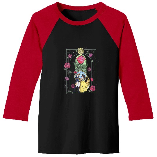 Disneyss Beauty And The Beast Belle And Beast Stained Glass Baseball Tees