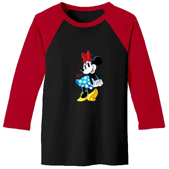 Disney Minnie Mouse Polka-Dot Skirt Cute Retro  Pose Baseball Tees