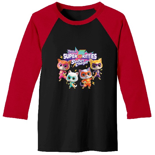 Discover Disney Superkitties Su purr Charged Heroic Group Shot Baseball Tees