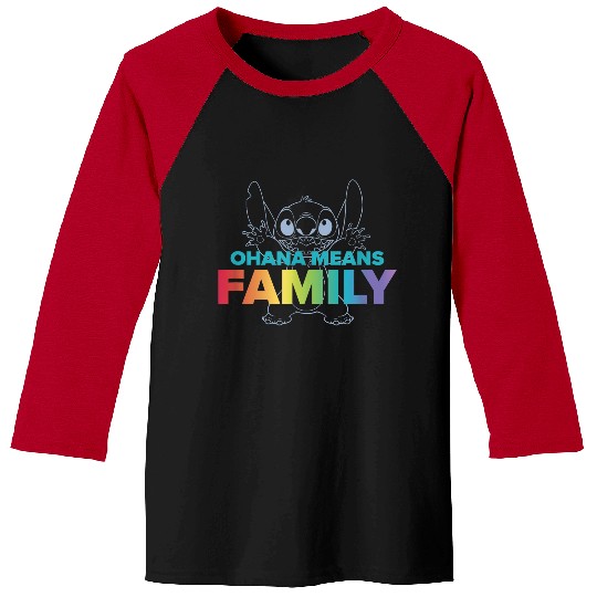 Disneyss Lilo Stitch Ohana Means Family Stitch Rainbow Pride Baseball Tees