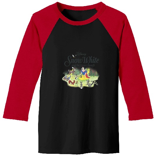 Discover Disney Snow White Animal Friends Title Logo Baseball Tees