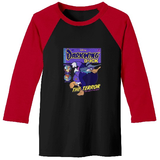 Disneyss Darkwing Duck Black Classic Fit Crew Neck Adult Short Sleeve Baseball Tees