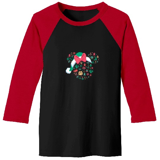 Disney Minnie Mouse Head Icon Christmas Holiday Baseball Tees