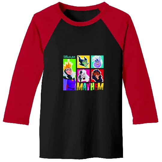 Disney Villains Made For Mayhem Colorful Big Chest Portraits Baseball Tees