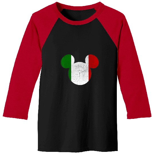 Disney Mickey Mouse Logo Italy Flag Fill Baseball Tees