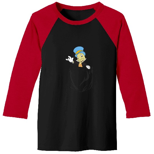 Disneyss Pinocchio Jiminy Cricket Faux Pocket Baseball Tees