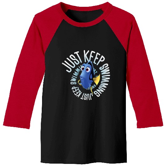 Disneyss Pixars Finding Dory Just Keep Swimming Big Chest Logo Baseball Tees