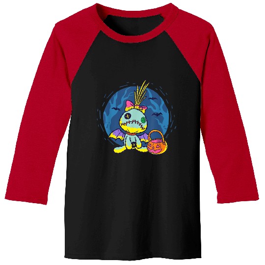 Disney Lilo Stitch Scrump Doll In Bat Costume Halloween 2024 Baseball Tees