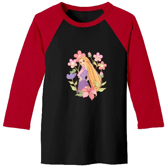 Disney Tangled Rapunzel Pascal Floral Princess Sketch Baseball Tees