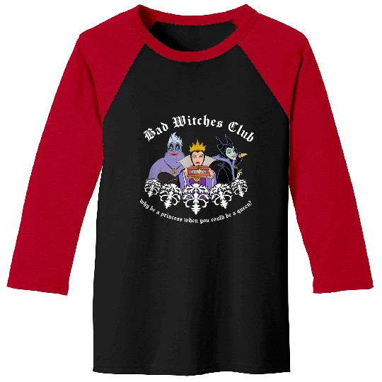 Disney Villains Bad Witches Club Epic Group Shot Chest Logo Baseball Tees