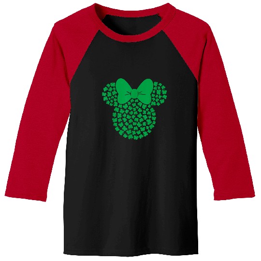Disney Minnie Mouse Icon Green Shamrocks St. Patrick Day T-Shirt Baseball Tees