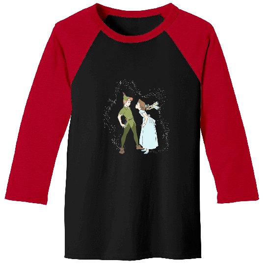 Womens Disney Peter Pan Wendy Kissing Peter Pan V-Neck Baseball Tees