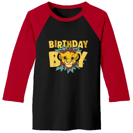 Disney The Lion King Birthday Boy Simba Big Face Chest Logo Baseball Tees