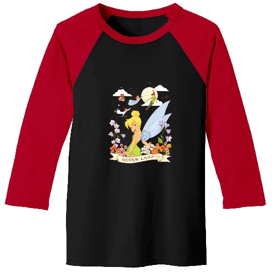 Disney Peter Pan Tinker Bell Never Land Flowers and Flight Baseball Tees
