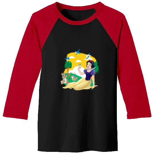 Disney Princess - Snow White Forest Scene Bunnies Birds Baseball Tees