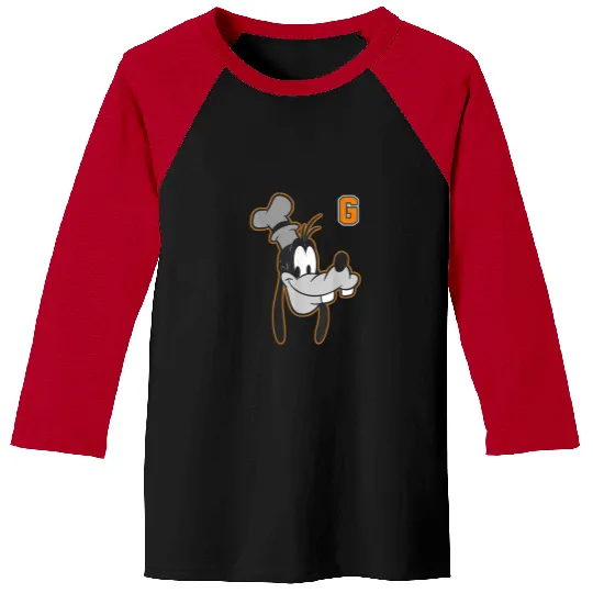 Disney Goofy Orange Outline Portrait Baseball Tees