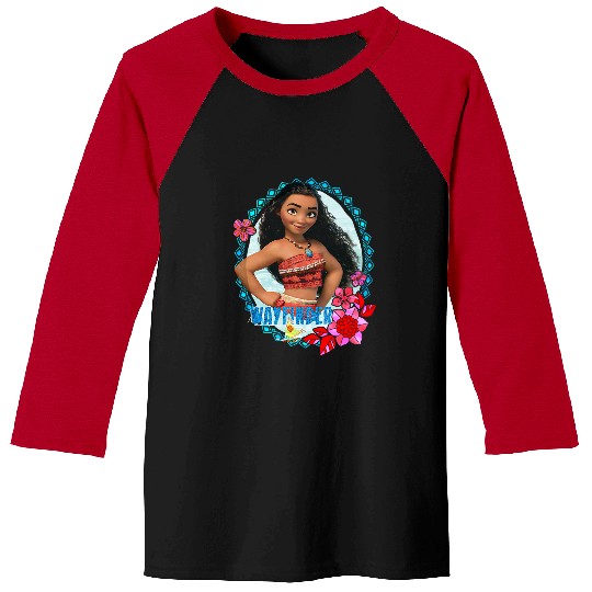 Disney Moana Wayfinder Brave Pose Tropical Flower Frame Logo Baseball Tees