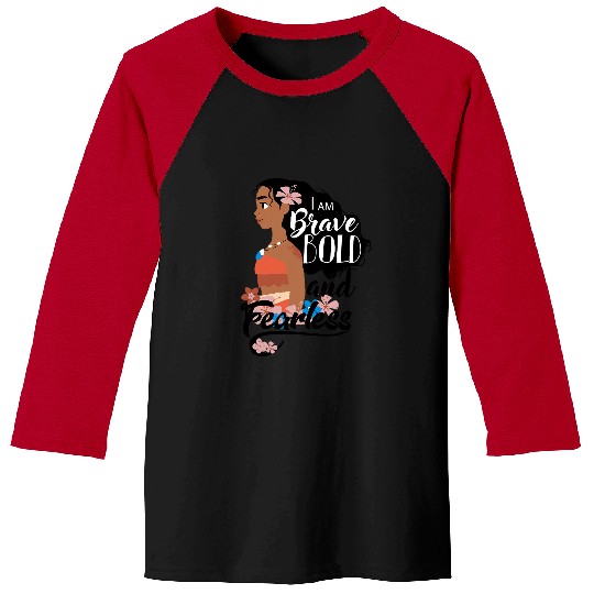 Disney Moana I Am Brave Bold And Fearless Big Chest Portrait Baseball Tees