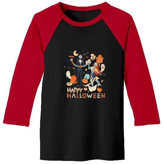 Womens Disney The Nightmare Before Christmas Jack & Sally Halloween V-Neck T-Shirt Baseball Tees
